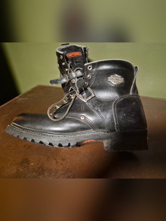 VTG 90\'s Harley Davidson Men\'s Sz 11 Motorcycle Black Leather Boys 91026 main image 6